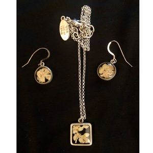 Shari Dixon Silver Leaf Flower Necklace & Earrings